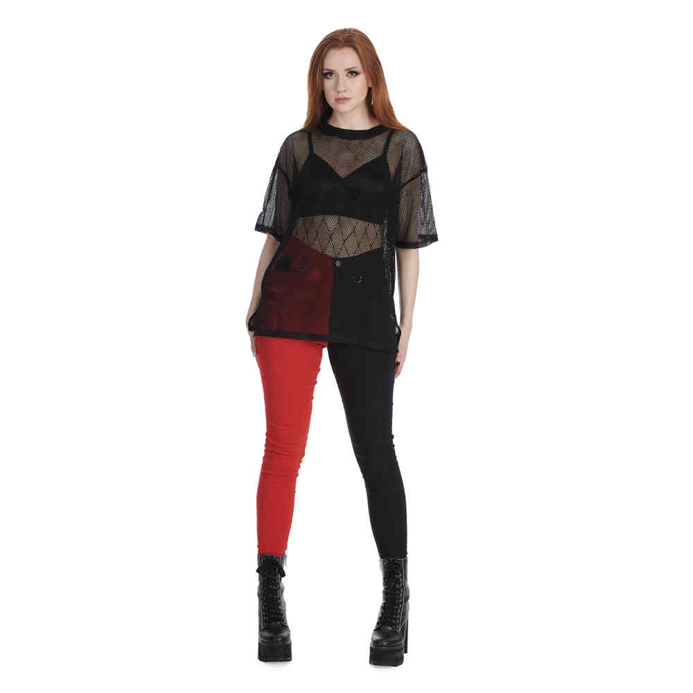 Banned - Bailey Half And Half Broek rechte pijpen - Rood/Zwart